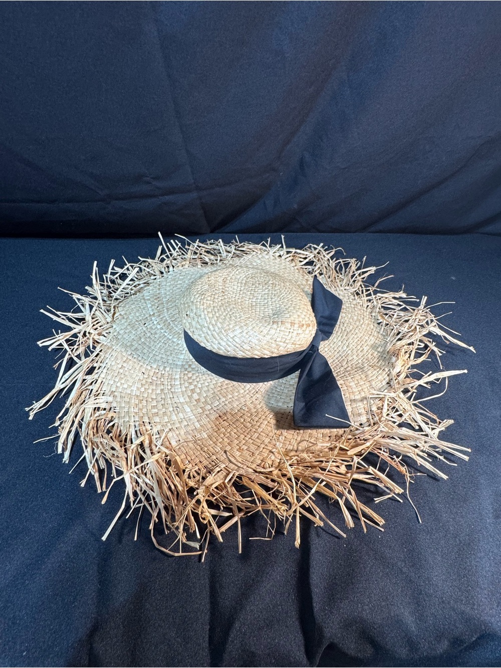 Barneys New York Natural Straw Sun Hat with Black Bow - Picture 2 of 4